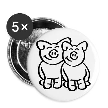 Cute Pigs - Buttons large 2.2''/56 mm (5-pack) - white - Front