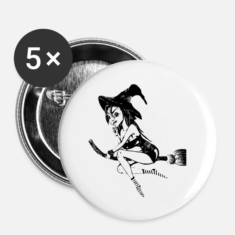 witch1 - Buttons groß 56 mm (5er Pack) - Weiß