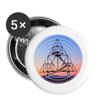 Tetraeder Kreise - Buttons groß 56 mm (5er Pack) - Weiß - Vorne