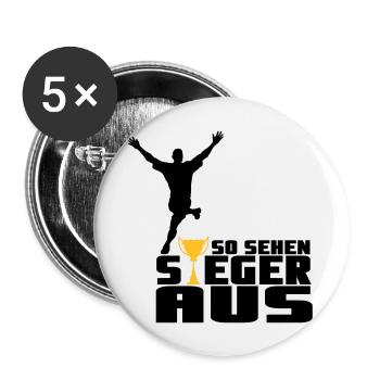 So sehen Sieger aus - Buttons groß 56 mm (5er Pack) - Weiß - Vorne