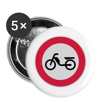 Mofa Moped Verbot Verbotsschild Verkehrsschild 3c - Buttons groß 56 mm (5er Pack) - Weiß - Vorne