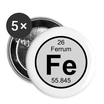 Ferrum (Fe) (element 26) - Buttons large 2.2''/56 mm (5-pack) - white - Front