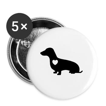 Cadeau de chien de race de chien de silhouette de teckel - Lot de 5 grands badges (56 mm) - blanc - Devant