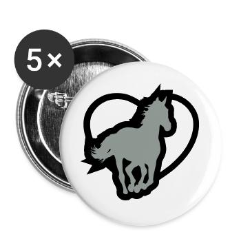 Cheval - Lot de 5 grands badges (56 mm) - blanc - Devant