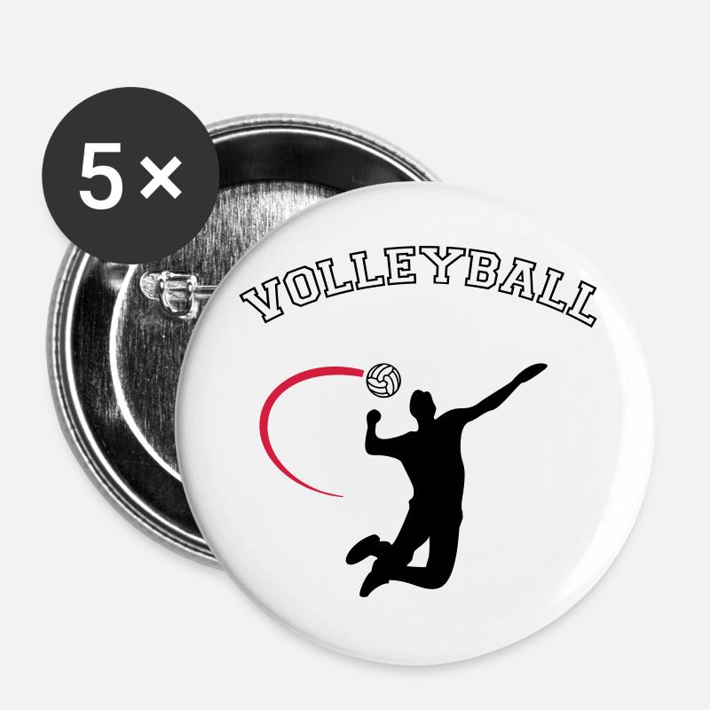volleyball - Buttons large 2.2''/56 mm (5-pack) - white