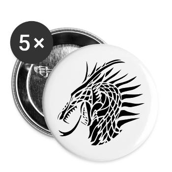 dragon_head - Buttons groß 56 mm (5er Pack) - Weiß - Vorne