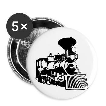 locomotive - Lot de 5 grands badges (56 mm) - blanc - Devant
