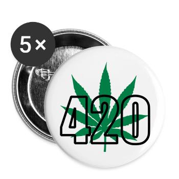 420 cannabis - Buttons large 2.2''/56 mm (5-pack) - white - Front