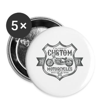 Custom Motorcycles America Motorcycle Retro Gift - Buttons large 2.2''/56 mm (5-pack) - white - Front