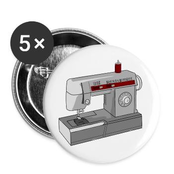 Nahtlose Nähmaschine Illustration - Buttons groß 56 mm (5er Pack) - Weiß - Vorne