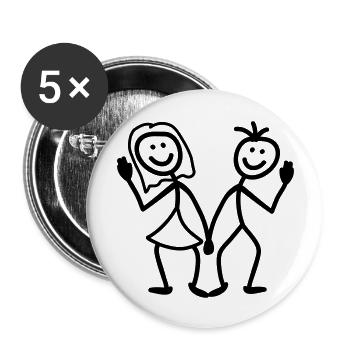 Freundlich Paar - Buttons groß 56 mm (5er Pack) - Weiß - Vorne