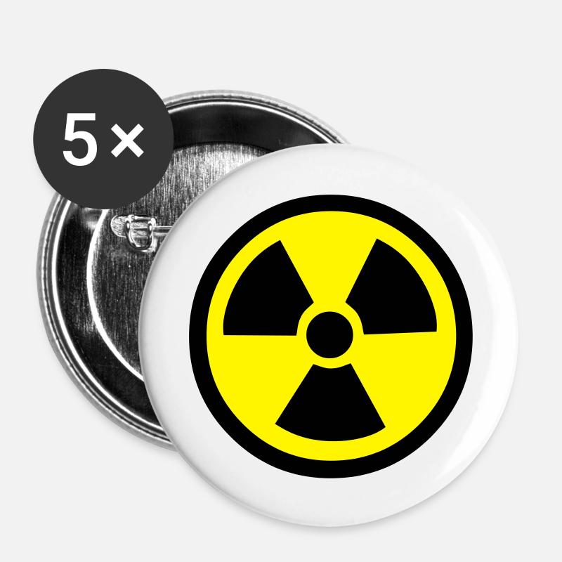Radiation Warning - Buttons large 2.2''/56 mm (5-pack) - white