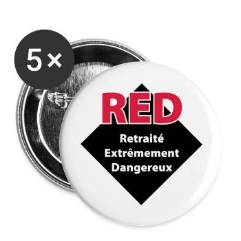 RED - Retraité extrêmement dangereux - Lot de 5 grands badges (56 mm) - blanc - Devant