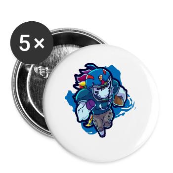 Football Einhorn Sport Geschenk Rugby - Buttons groß 56 mm (5er Pack) - Weiß - Vorne