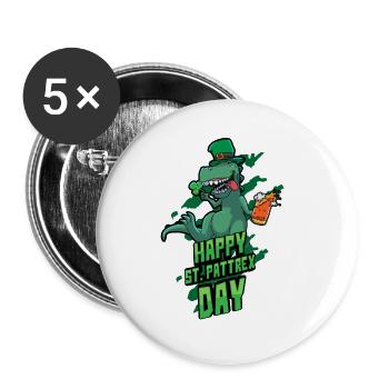 St. Patricks Day Druck Trex Irish Geschenk - Buttons groß 56 mm (5er Pack) - Weiß - Vorne