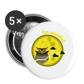 Owl Moonlight Overturned Night Sleeping Gift - Buttons large 2.2''/56 mm (5-pack) - white - Front