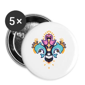 Mardi gras carnaval symbole de décoration cadeau - Lot de 5 grands badges (56 mm) - blanc - Devant