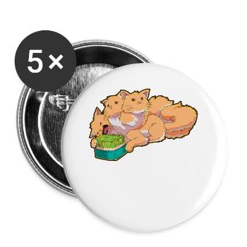 Maine Coon Cat Kerberos Fluffy Gift - Buttons large 2.2''/56 mm (5-pack) - white - Front