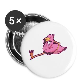 Cadeau de maîtres de zoo oiseau Flamingo - Lot de 5 grands badges (56 mm) - blanc - Devant