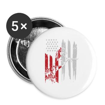 Cheval d'équitation de cheval Cheval d'équitation Wester Cowboy - Lot de 5 grands badges (56 mm) - blanc - Devant