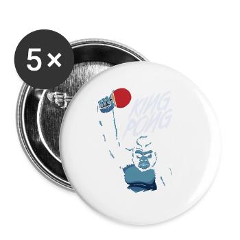 King Pong Tischtennis Gorilla Kong Geschenk - Buttons groß 56 mm (5er Pack) - Weiß - Vorne