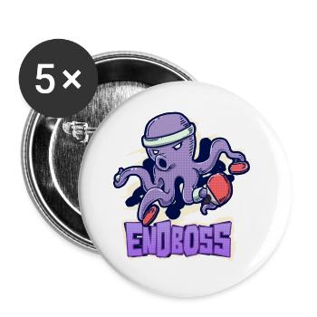 Oktopus Endboss Meister Tischtennis Geschenk - Buttons groß 56 mm (5er Pack) - Weiß - Vorne