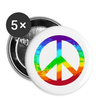 Peace-Zeichen Regenbogen Toleranz Frieden Graffiti - Buttons groß 56 mm (5er Pack) - Weiß - Vorne