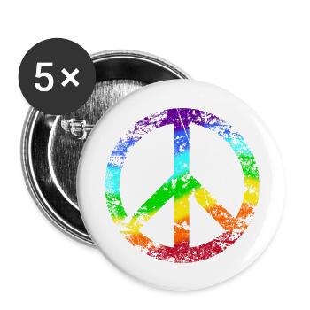 Peace-Zeichen Regenbogen Toleranz Frieden Graffiti - Buttons groß 56 mm (5er Pack) - Weiß - Vorne