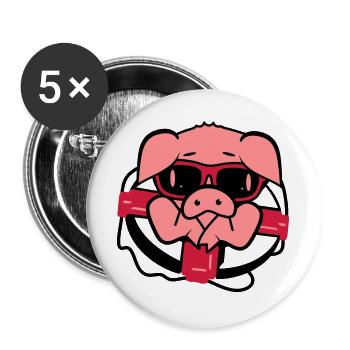 A pig with sunglasses and Life-Belt - Buttons large 2.2''/56 mm (5-pack) - white - Front