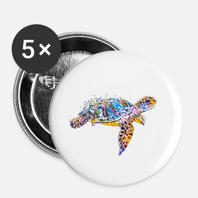 Schildkröte - Buttons groß 56 mm (5er Pack) - Weiß