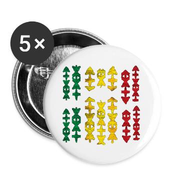 Indigene Tribal Muster Motifs  Reggae - Buttons groß 56 mm (5er Pack) - Weiß - Vorne