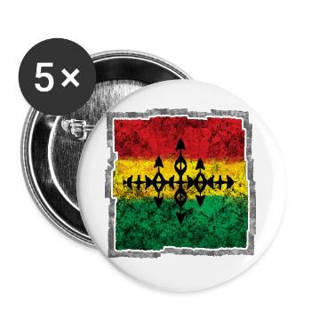Abstraktes Reggae Färbe-Cross - Buttons groß 56 mm (5er Pack) - Weiß - Vorne