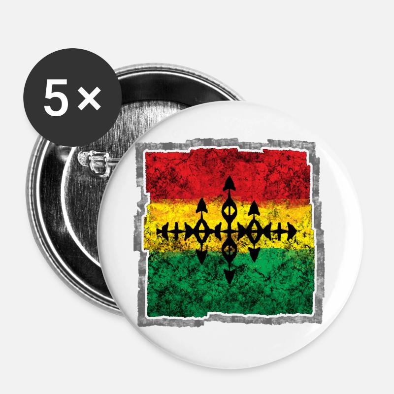 Abstract Reggae Coloring Cross - Buttons large 2.2''/56 mm (5-pack) - white