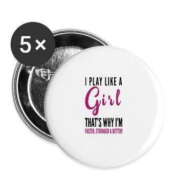 Girl power feminist saying gift - Buttons large 2.2''/56 mm (5-pack) - white - Front