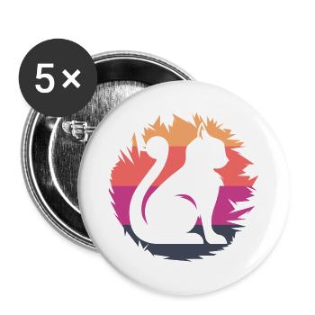 Cat Icon Colors Illustration Icon - Buttons large 2.2''/56 mm (5-pack) - white - Front