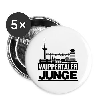 Wuppertaler Junge Schwarz Wuppertal Geschenk - Buttons groß 56 mm (5er Pack) - Weiß - Vorne