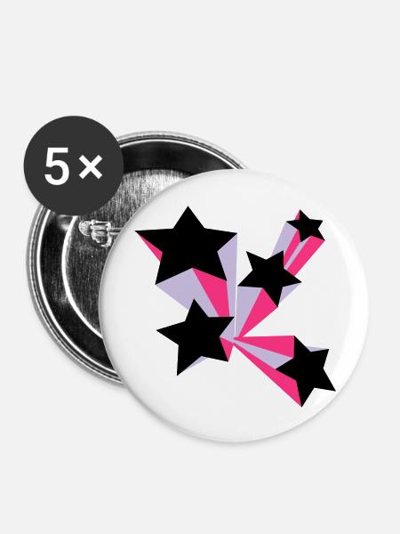 Sterne 3D - Buttons groß 56 mm (5er Pack) - Weiß