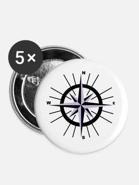Nautical Compass - Buttons large 2.2''/56 mm (5-pack) - white