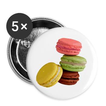 Macaron - Lot de 5 grands badges (56 mm) - blanc - Devant