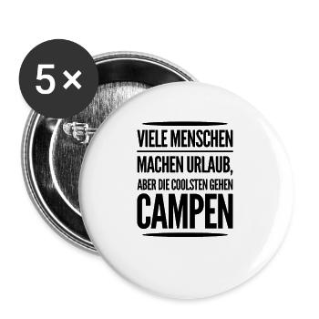 Campen Campingzelt Campingplatz Camper Geschenk - Buttons groß 56 mm (5er Pack) - Weiß - Vorne