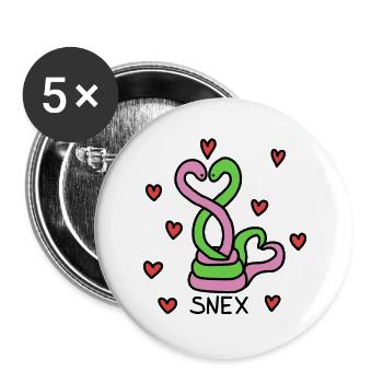 SNEX - Lot de 5 grands badges (56 mm) - blanc - Devant