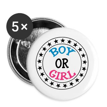 Boy or Girl - Lot de 5 grands badges (56 mm) - blanc - Devant