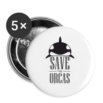 Save the orcas - Buttons groß 56 mm (5er Pack) - Weiß - Vorne