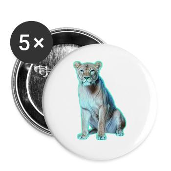 Löwe - Buttons groß 56 mm (5er Pack) - Weiß - Vorne