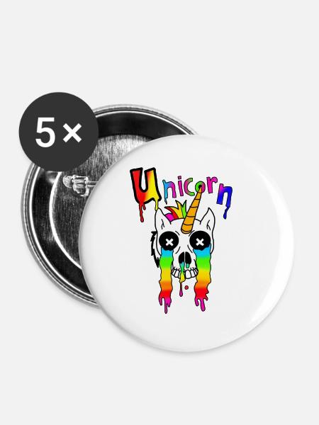 Unicorn skull - Buttons large 2.2''/56 mm (5-pack) - white