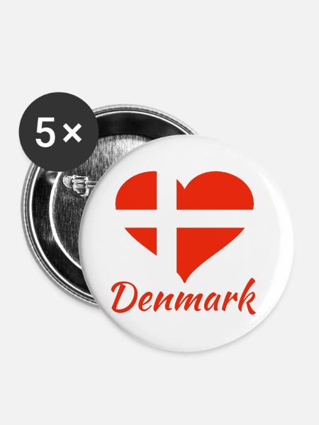 Denmark - Buttons groß 56 mm (5er Pack) - Weiß