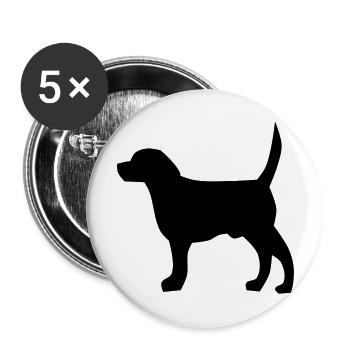 Hund - Buttons groß 56 mm (5er Pack) - Weiß - Vorne