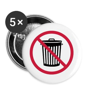 interdit schild zone pas tonne muelle - Lot de 5 grands badges (56 mm) - blanc - Devant