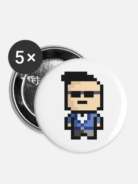 8-Bit-Style - Buttons groß 56 mm (5er Pack) - Weiß