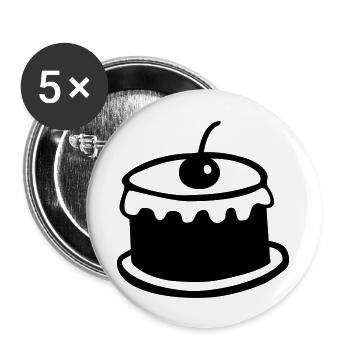 Kirsch kuchen - Buttons groß 56 mm (5er Pack) - Weiß - Vorne